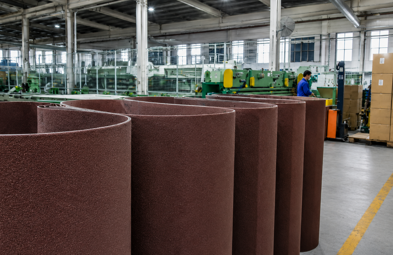 Abrasive belt production workshop