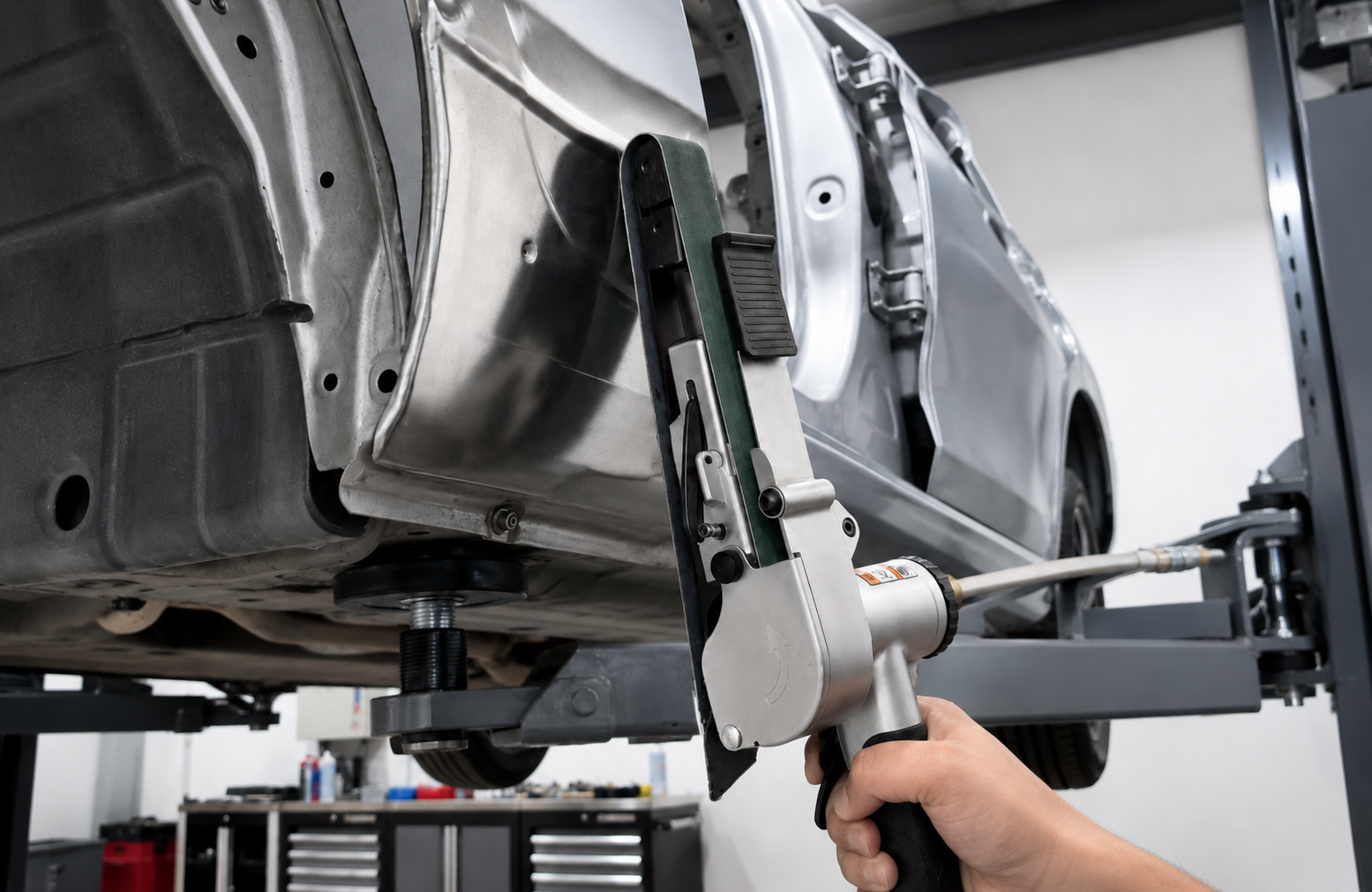 Metal deburring and edge finishing with narrow abrasive belt